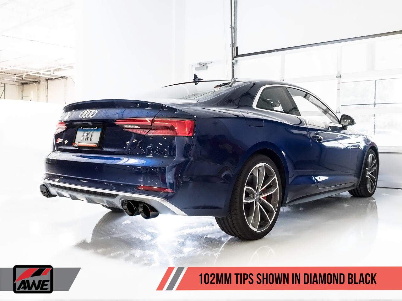 AWE Tuning SwitchPath Exhaust for Audi B9 S5 Coupe - Non-Resonated - Diamond Black 102mm Tips
