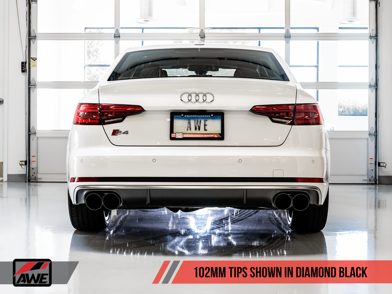 AWE Tuning Track Edition Exhaust for Audi B9 S4 - Non-Resonated - Diamond Black 102mm Tips