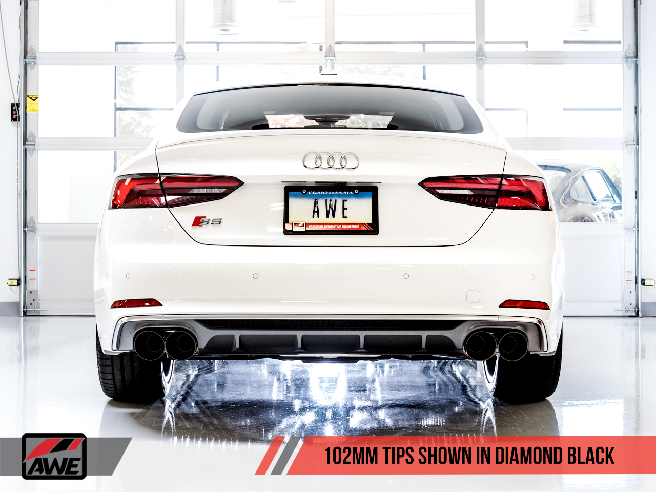 AWE Tuning Touring Edition Exhaust for Audi B9 S5 Sportback - Non-Resonated - Diamond Black 102mm Tips