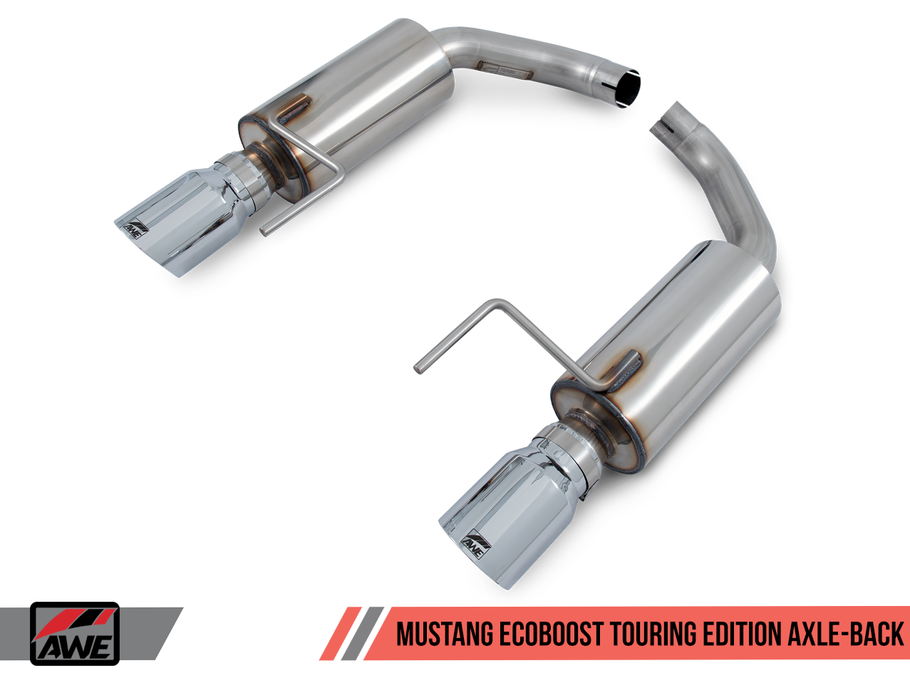AWE Tuning Touring Edition Axle-back Exhaust for S550 Mustang EcoBoost - Chrome Silver Tips