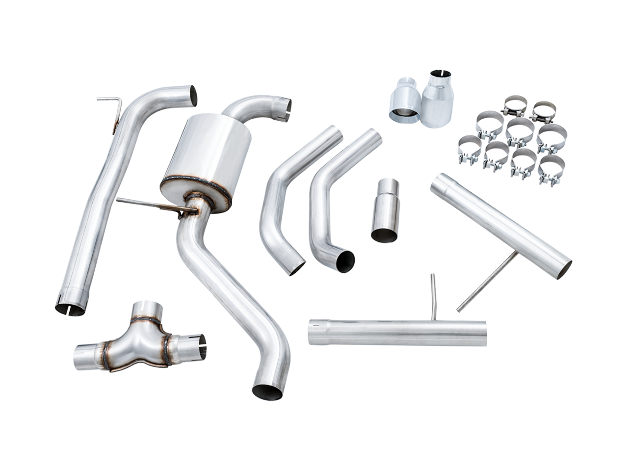 AWE Tuning Track Edition Exhaust - Resonated - for MK7 Jetta GLI w/ High Flow Downpipe (not included) - Chrome Silver Tips