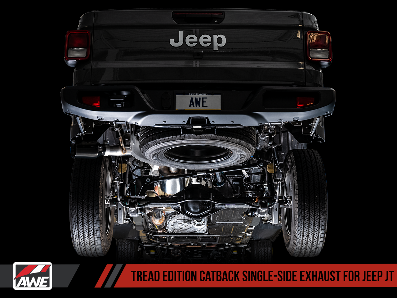 AWE Tuning Tread Edition Catback Single-Side Exhaust for Jeep JT 3.6L - Diamond Black Tip
