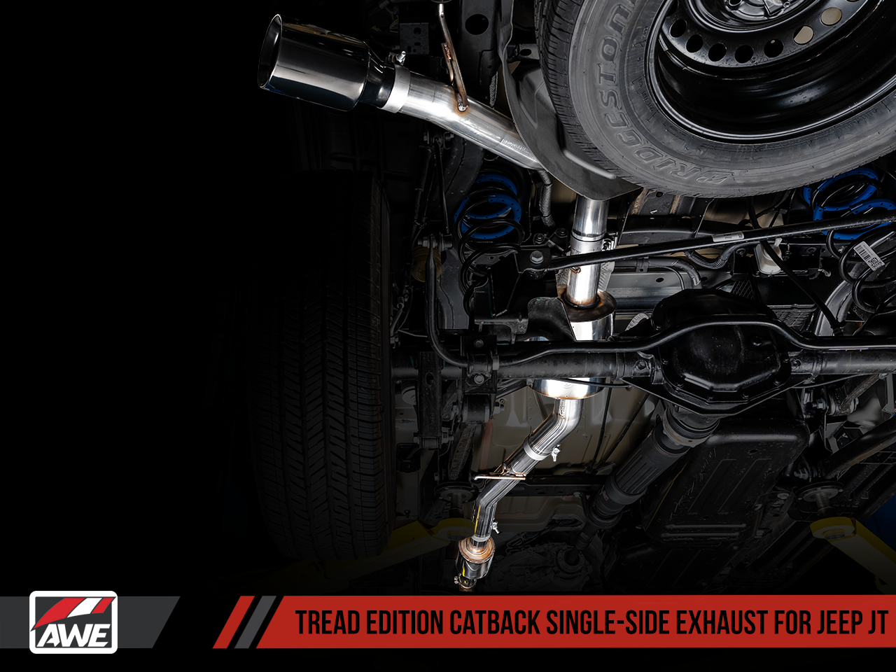 AWE Tuning Tread Edition Catback Single-Side Exhaust for Jeep JT 3.6L - Diamond Black Tip
