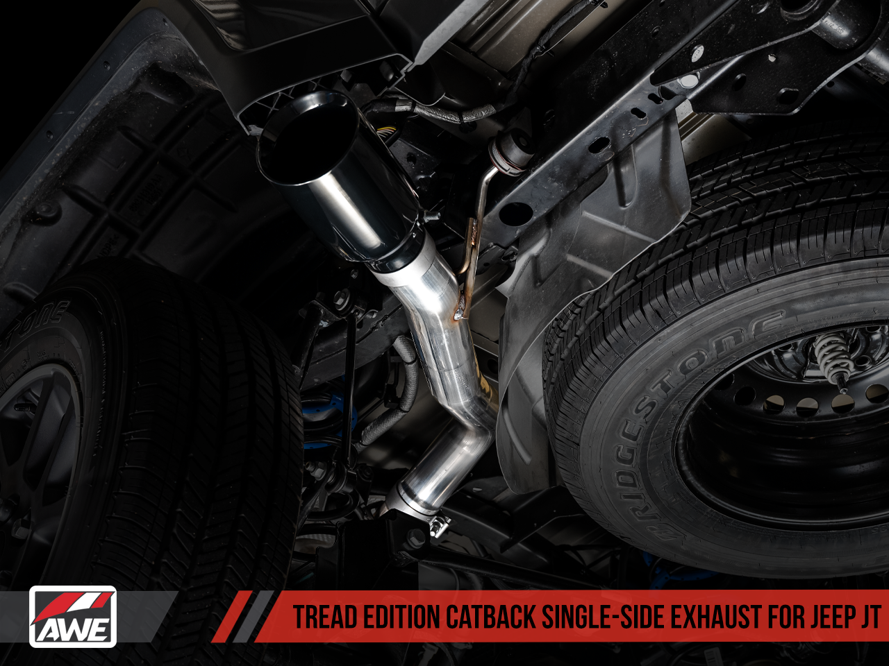 AWE Tuning Tread Edition Catback Single-Side Exhaust for Jeep JT 3.6L - Diamond Black Tip