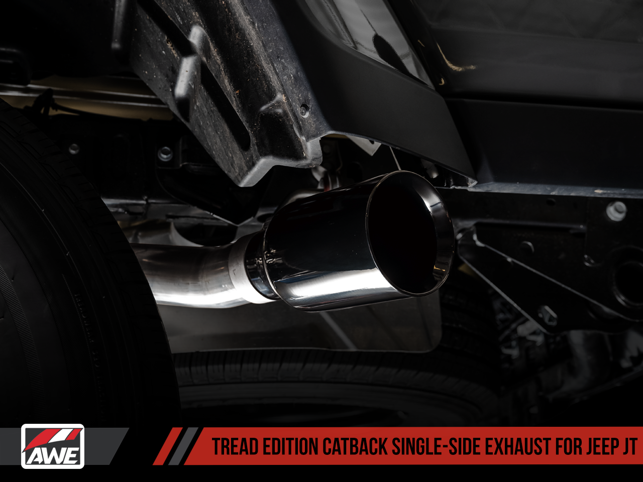 AWE Tuning Tread Edition Catback Single-Side Exhaust for Jeep JT 3.6L - Diamond Black Tip