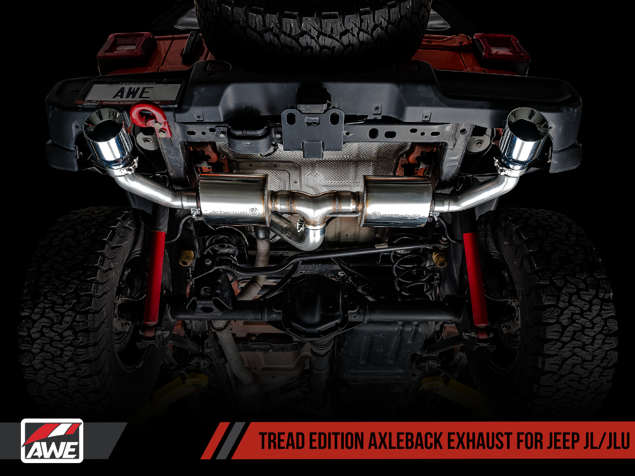 AWE Tuning Tread Edition Axleback Dual Exhaust for Jeep JL/JLU 3.6L/2.0T - Chrome Silver Tips