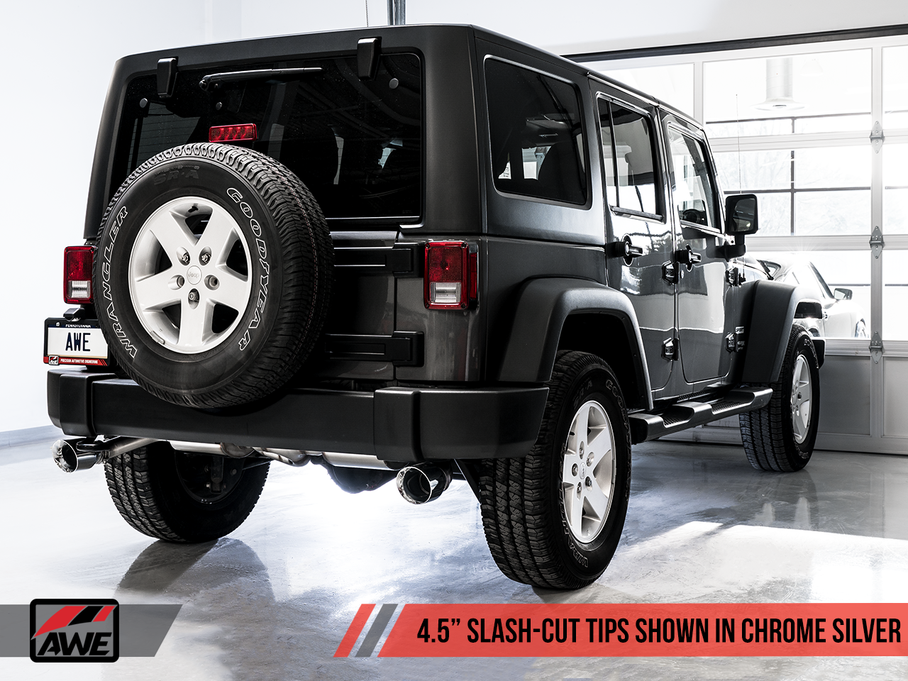 AWE Tuning Tread Edition Axleback Dual Exhaust for Jeep JK/JKU 3.6L - Chrome Silver Tips