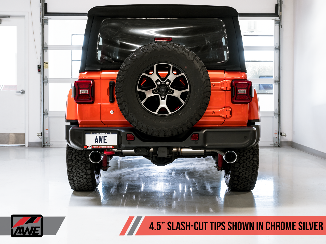 AWE Tuning Tread Edition Axleback Dual Exhaust for Jeep JL/JLU 3.6L/2.0T - Chrome Silver Tips