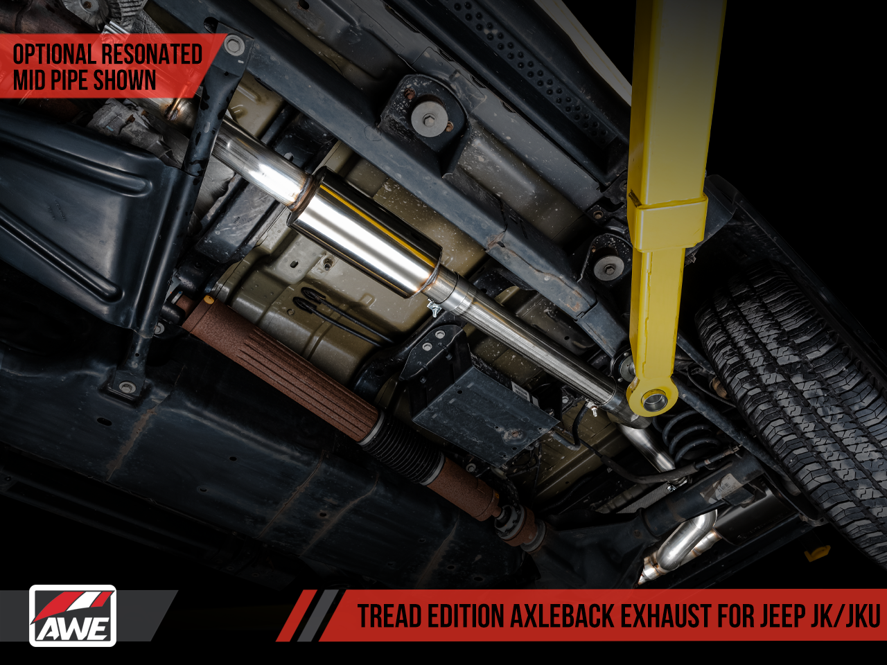 AWE Tuning Tread Edition Axleback Dual Exhaust for Jeep JK/JKU 3.6L - Chrome Silver Tips