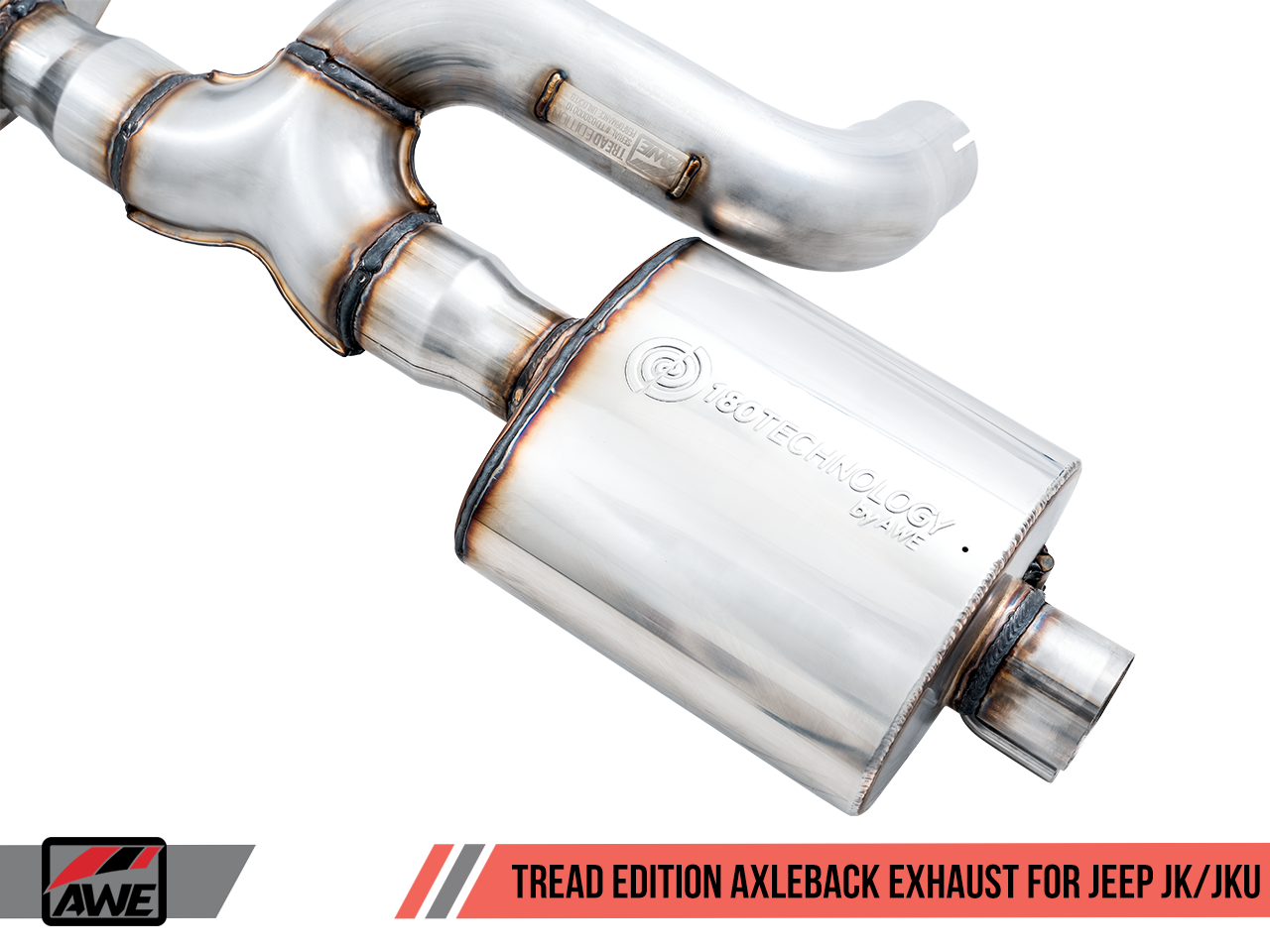 AWE Tuning Tread Edition Axleback Dual Exhaust for Jeep JK/JKU 3.6L - Diamond Black Tips