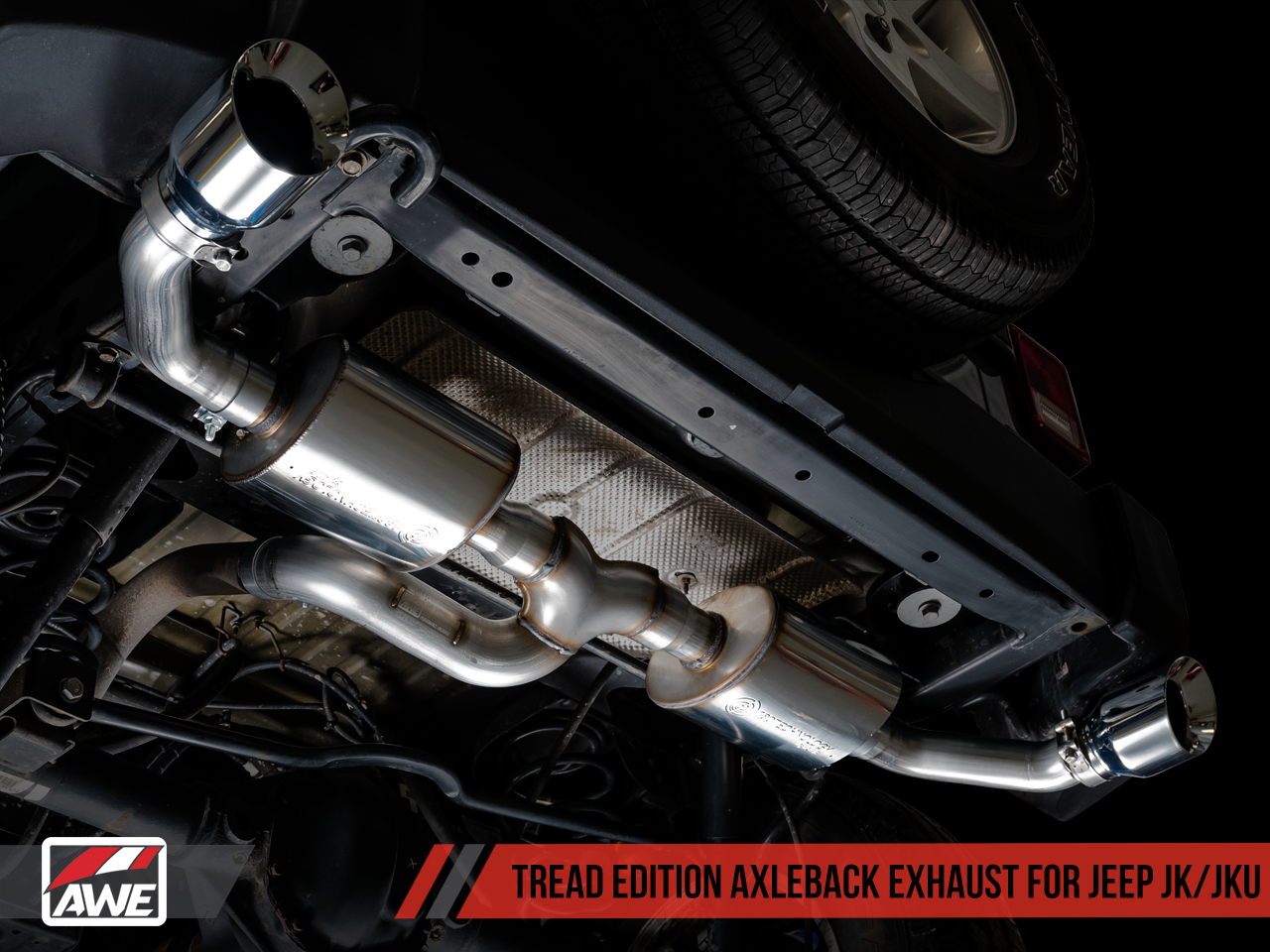 AWE Tuning Tread Edition Axleback Dual Exhaust for Jeep JK/JKU 3.6L - Chrome Silver Tips