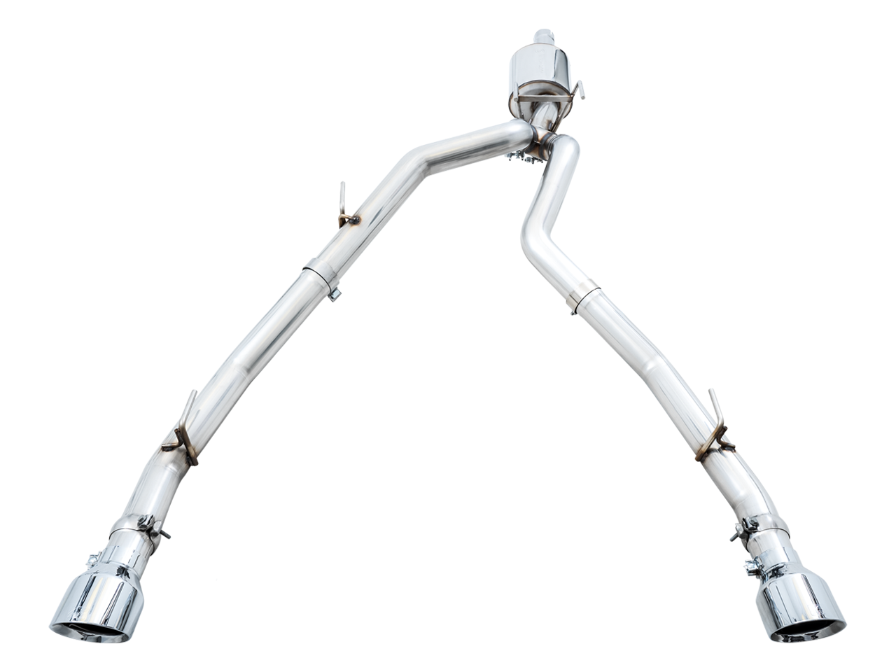AWE Tuning 0FG Dual Rear Exit Catback Exhaust for 4th Gen RAM 1500 5.7L (with bumper cutouts) - Chrome Silver Tips