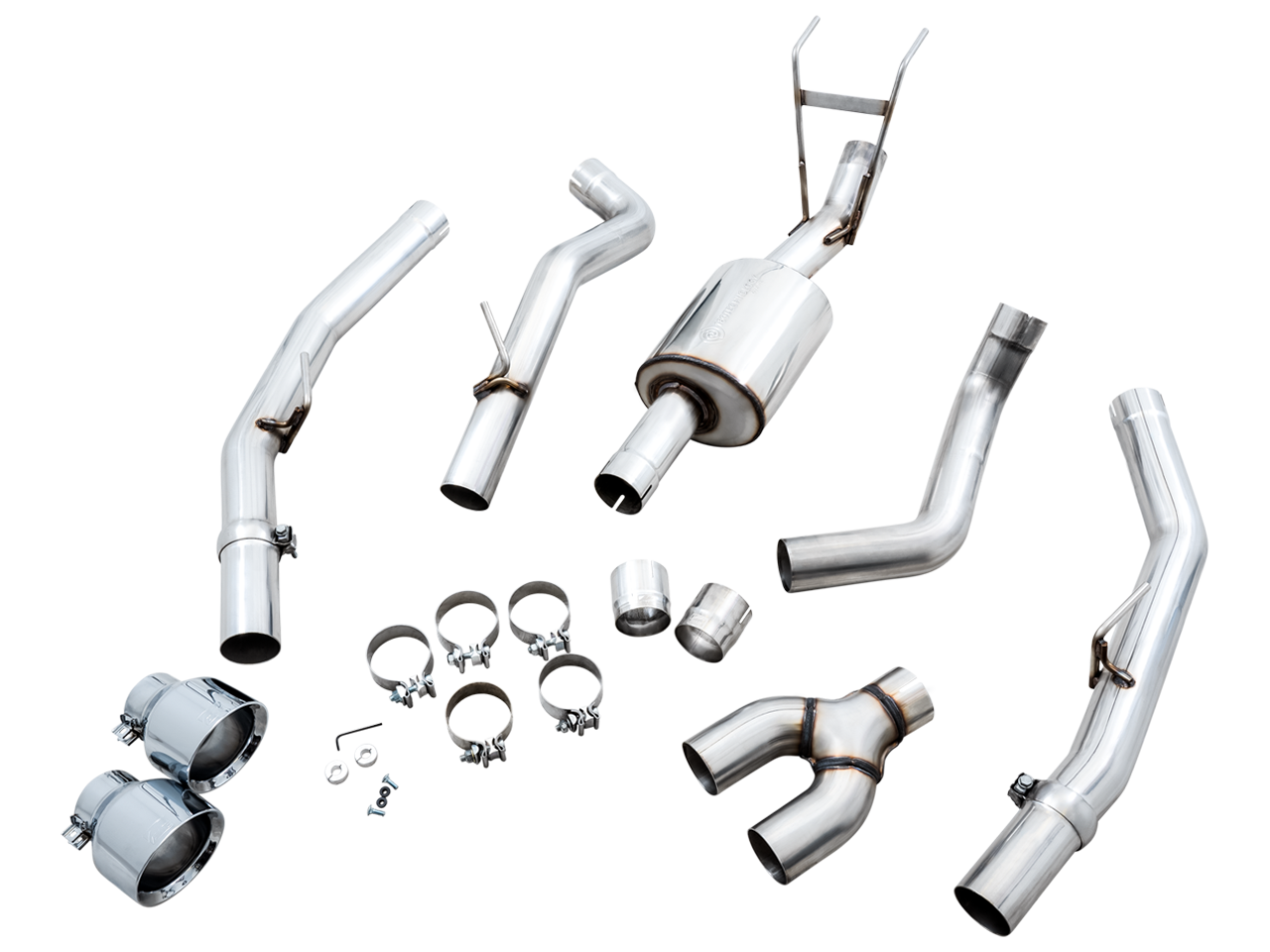 AWE Tuning 0FG Dual Rear Exit Catback Exhaust for 4th Gen RAM 1500 5.7L (with bumper cutouts) - Chrome Silver Tips