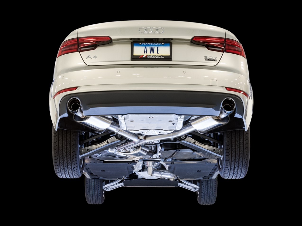 AWE Tuning Touring Edition Exhaust for B9 A4, Dual Outlet - Chrome Silver Tips (includes DP)