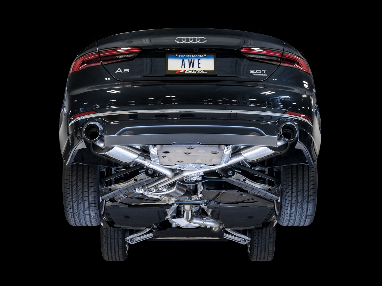 AWE Tuning Touring Edition Exhaust for B9 A5, Dual Outlet - Chrome Silver Tips (includes DP)