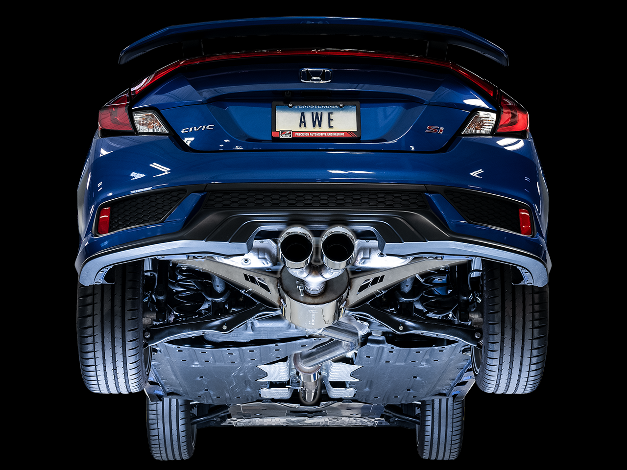 AWE Tuning Touring Edition Exhaust for 10th Gen Civic Si Coupe / Sedan (includes Front Pipe) - Dual Chrome Silver Tips
