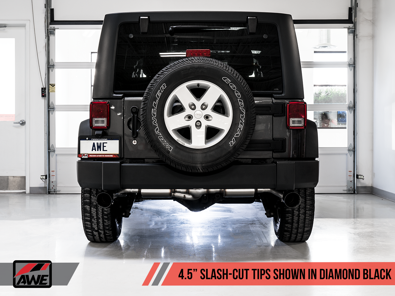 AWE Tuning Tread Edition Axleback Dual Exhaust for Jeep JK/JKU 3.6L - Diamond Black Tips