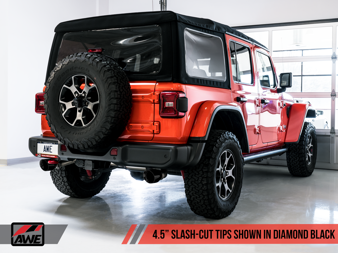 AWE Tuning Tread Edition Axleback Dual Exhaust for Jeep JL/JLU 3.6L/2.0T - Diamond Black Tips