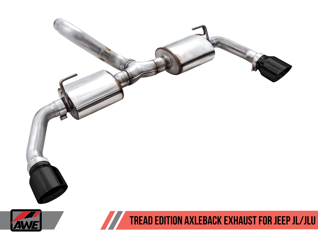 AWE Tuning Tread Edition Axleback Dual Exhaust for Jeep JL/JLU 3.6L/2.0T - Diamond Black Tips