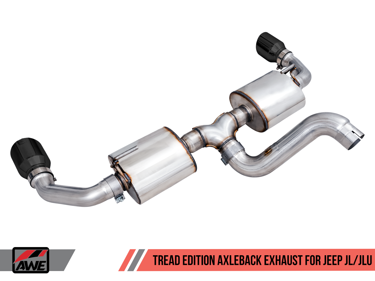 AWE Tuning Tread Edition Axleback Dual Exhaust for Jeep JL/JLU 3.6L/2.0T - Diamond Black Tips