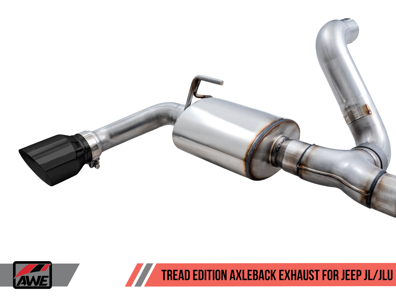 AWE Tuning Tread Edition Axleback Dual Exhaust for Jeep JL/JLU 3.6L/2.0T - Diamond Black Tips