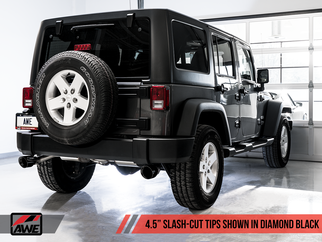 AWE Tuning Tread Edition Axleback Dual Exhaust for Jeep JK/JKU 3.6L - Diamond Black Tips
