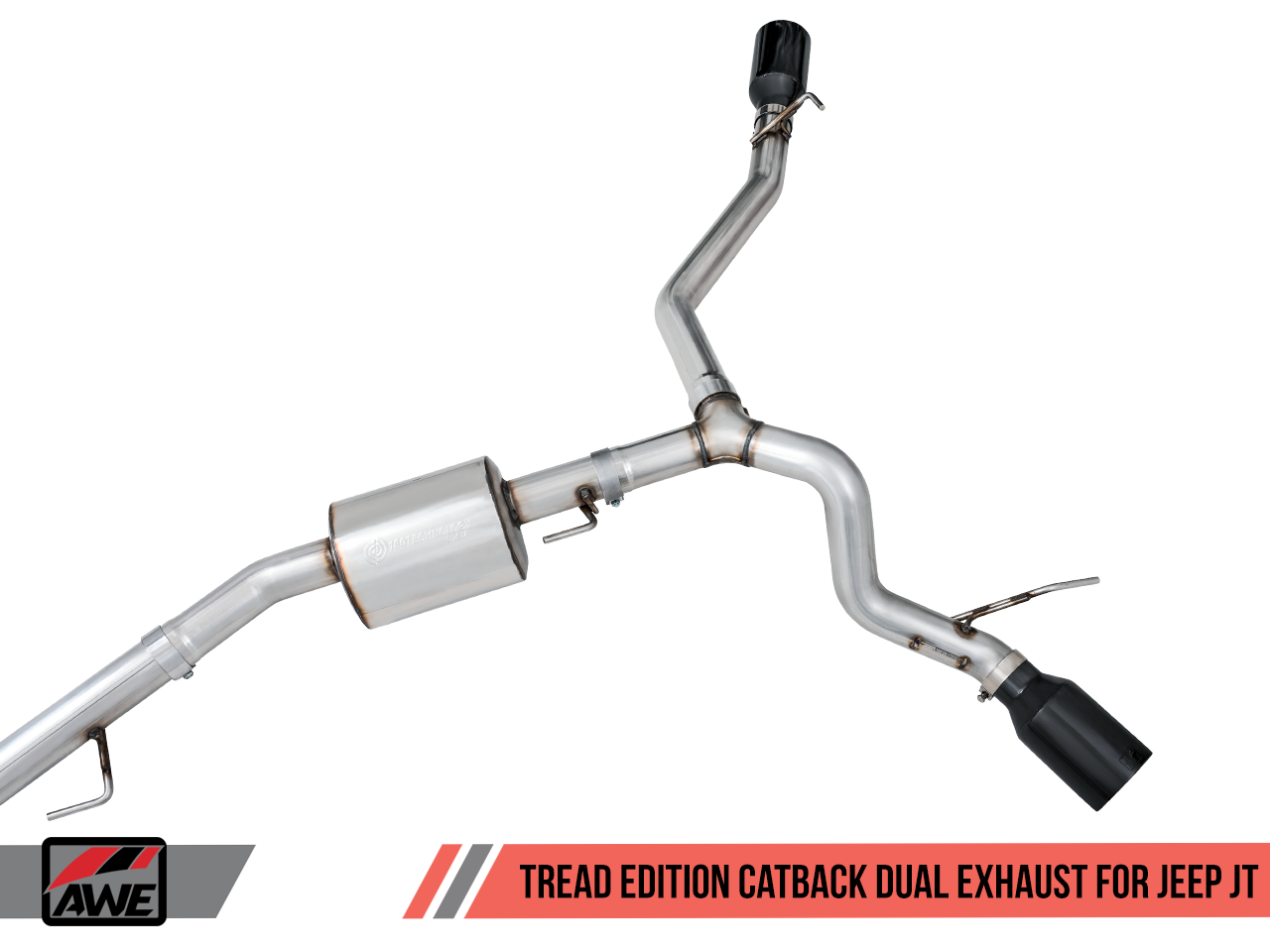 AWE Tuning Tread Edition Catback Dual Exhaust for Jeep JT 3.6L - Diamond Black Tips