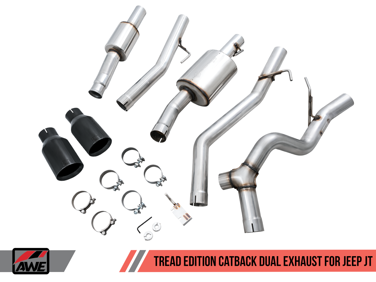 AWE Tuning Tread Edition Catback Dual Exhaust for Jeep JT 3.6L - Diamond Black Tips