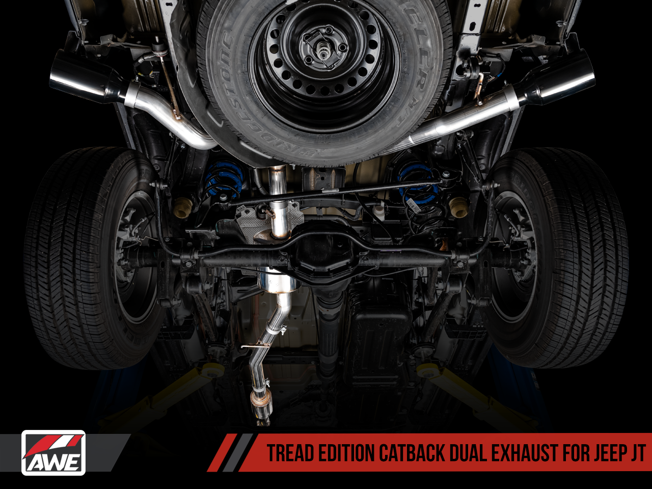 AWE Tuning Tread Edition Catback Dual Exhaust for Jeep JT 3.6L - Diamond Black Tips