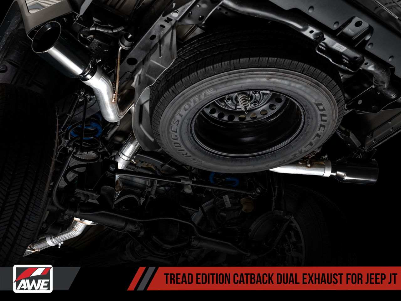 AWE Tuning Tread Edition Catback Dual Exhaust for Jeep JT 3.6L - Diamond Black Tips