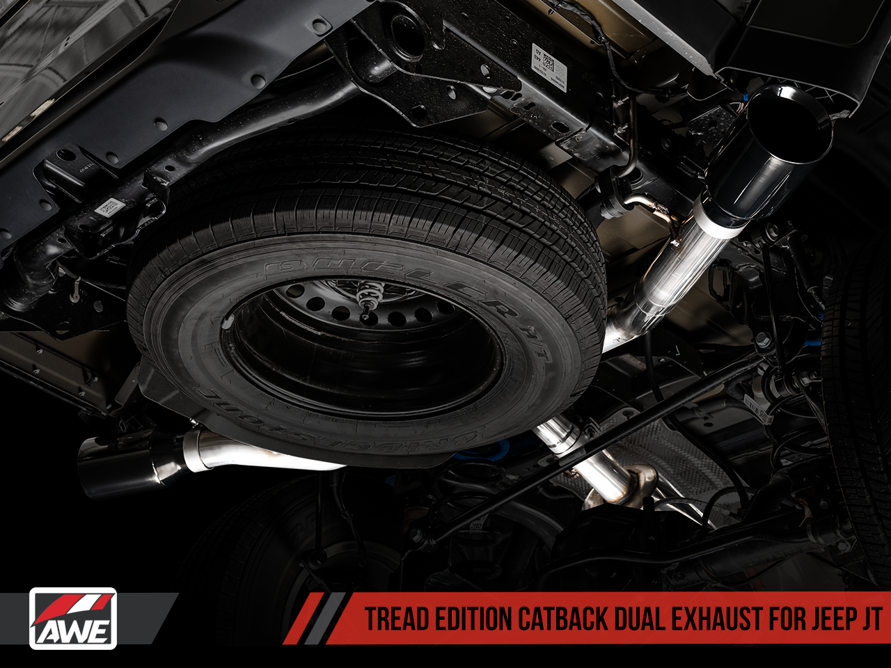 AWE Tuning Tread Edition Catback Dual Exhaust for Jeep JT 3.6L - Diamond Black Tips