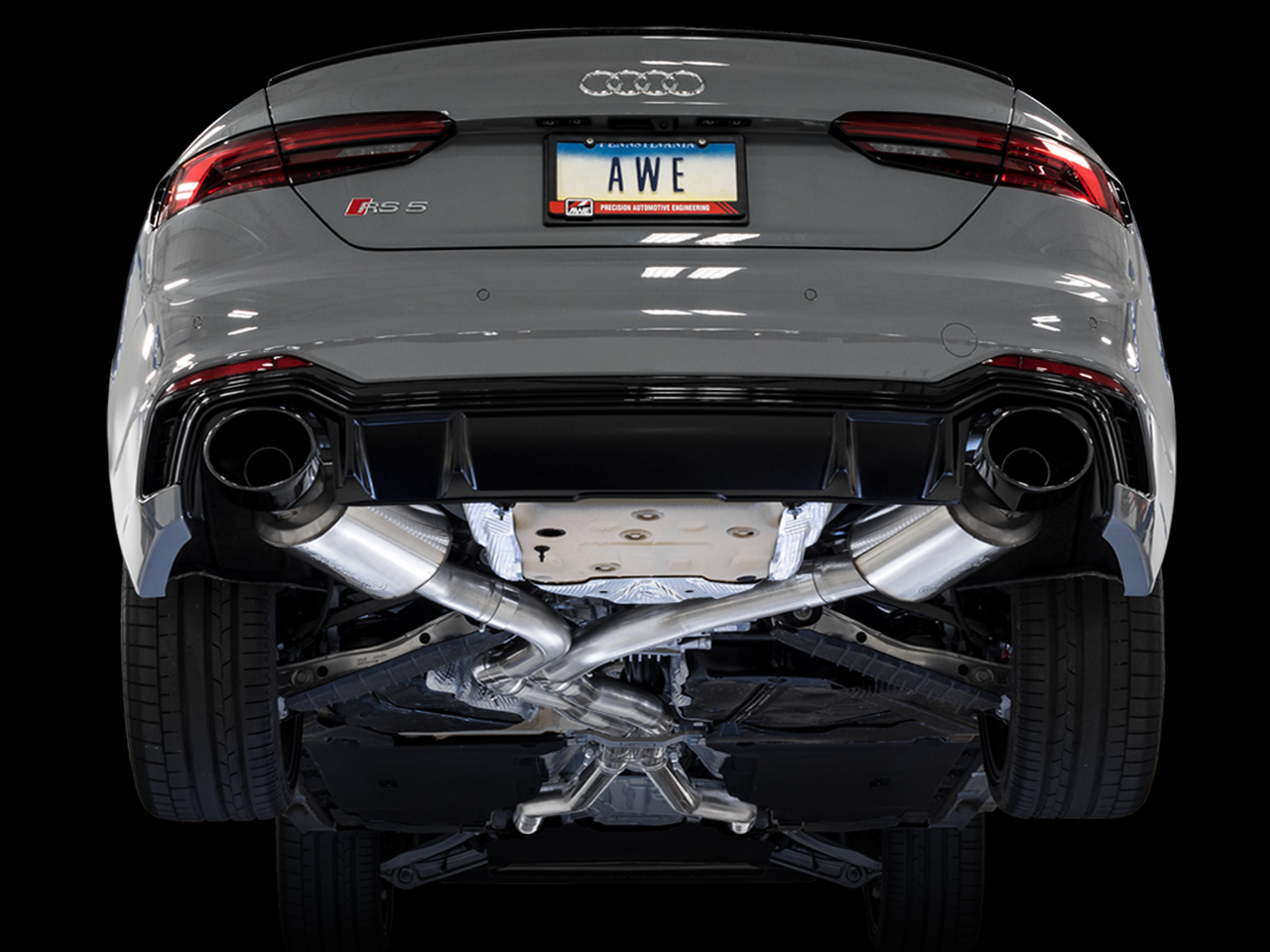 AWE Tuning Touring Edition Exhaust for Audi B9 RS 5 Coupe - Non-Resonated - Diamond Black RS-style Tips