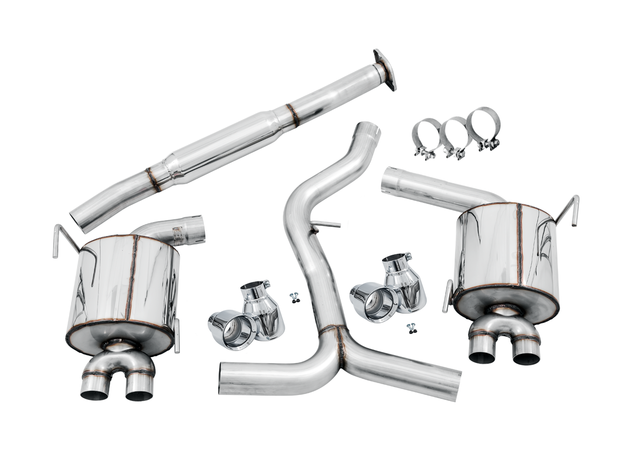 AWE Tuning Touring Edition Exhaust for VA STI / GV WRX / GV STI Sedan - Chrome Silver Quad Tips (102mm)
