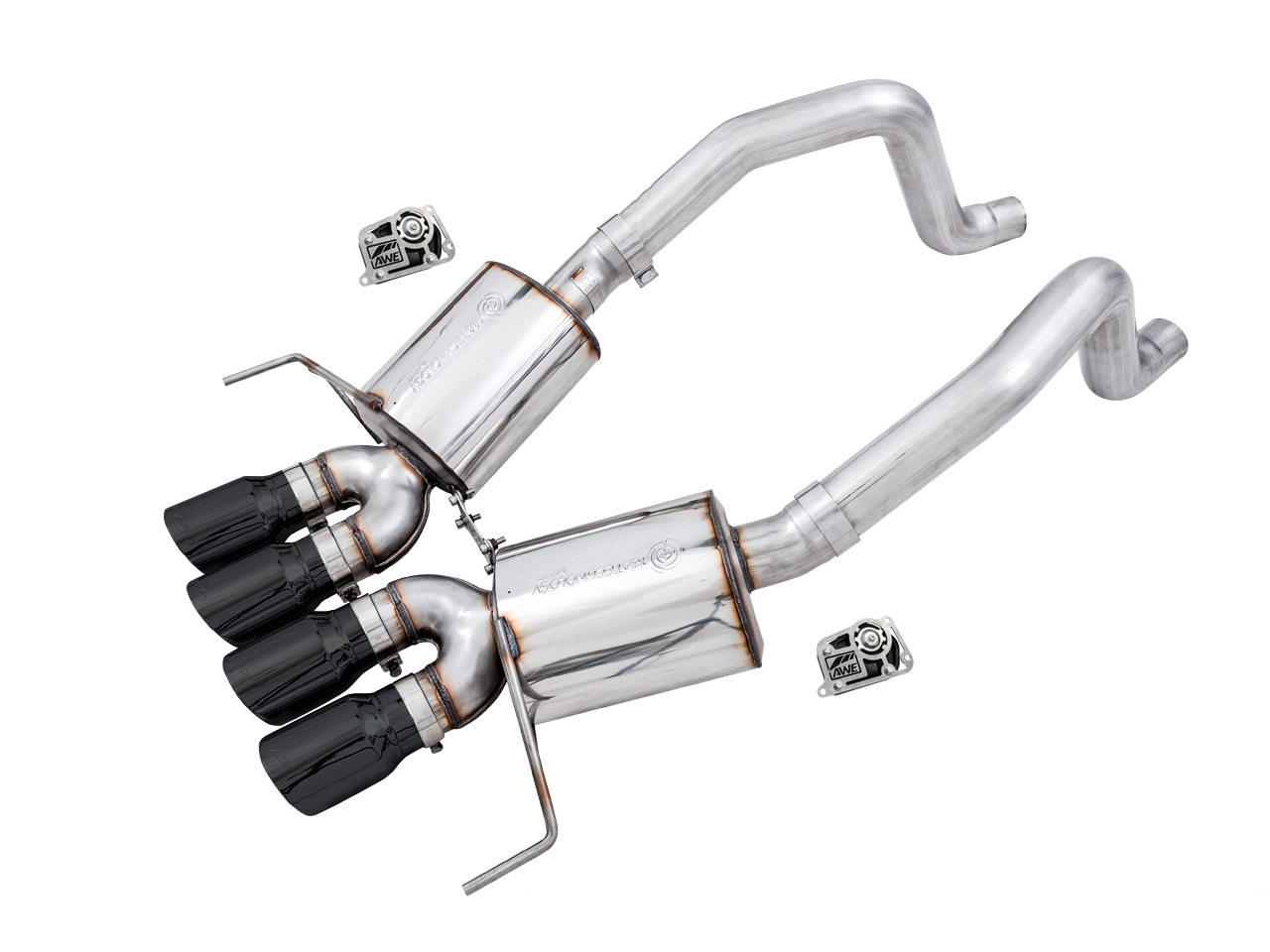 AWE Tuning Touring Edition Axleback Exhaust for C7 Corvette Stingray / Z51 / Grand Sport / Z06 / ZR1 -- Diamond Black Tips (includes AWE Tuning AFM valve simulators)