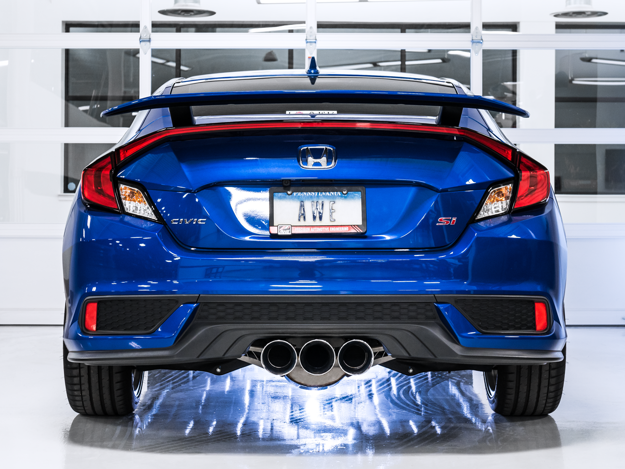 AWE Tuning Touring Edition Exhaust for 10th Gen Civic Si Coupe / Sedan (includes Front Pipe) - Triple Chrome Silver Tips