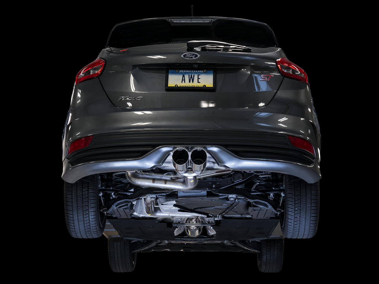 AWE Tuning Track Edition Cat-back Exhaust for Ford Focus ST - Chrome Silver Tips