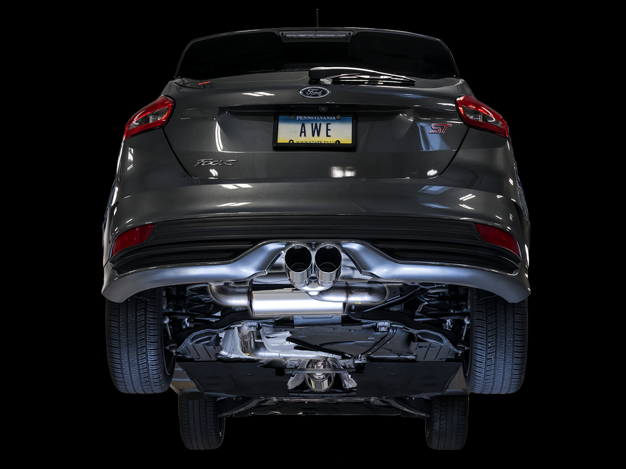 AWE Tuning Touring Edition Cat-back Exhaust for Ford Focus ST - Resonated - Chrome Silver Tips