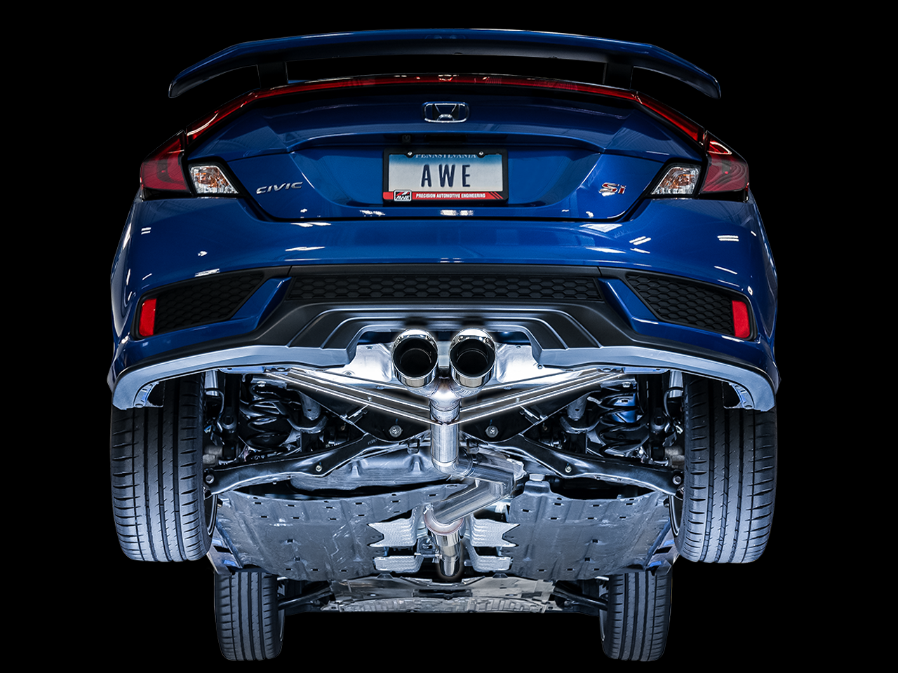 AWE Tuning Track Edition Exhaust for 10th Gen Civic Si Coupe / Sedan (includes Front Pipe) - Dual Chrome Silver Tips