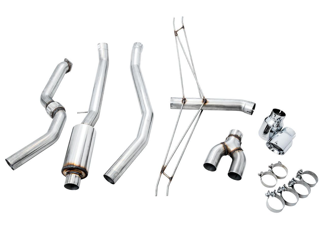 AWE Tuning Track Edition Exhaust for 10th Gen Civic Si Coupe / Sedan (includes Front Pipe) - Dual Chrome Silver Tips