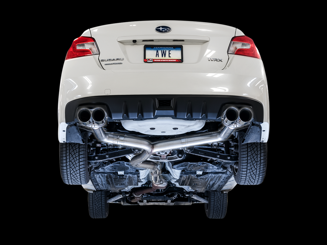 AWE Tuning Track Edition Exhaust for VA / GV WRX / STI Sedan - Chrome Silver Quad Tips (102mm)
