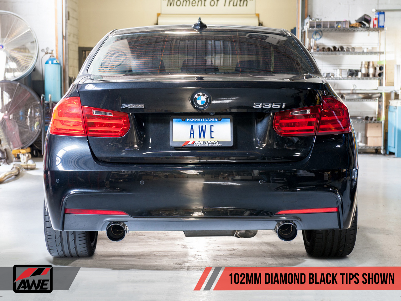 AWE Tuning Touring Edition Axle Back Exhaust for BMW F3X 335i/435i - Diamond Black Tips (102mm)