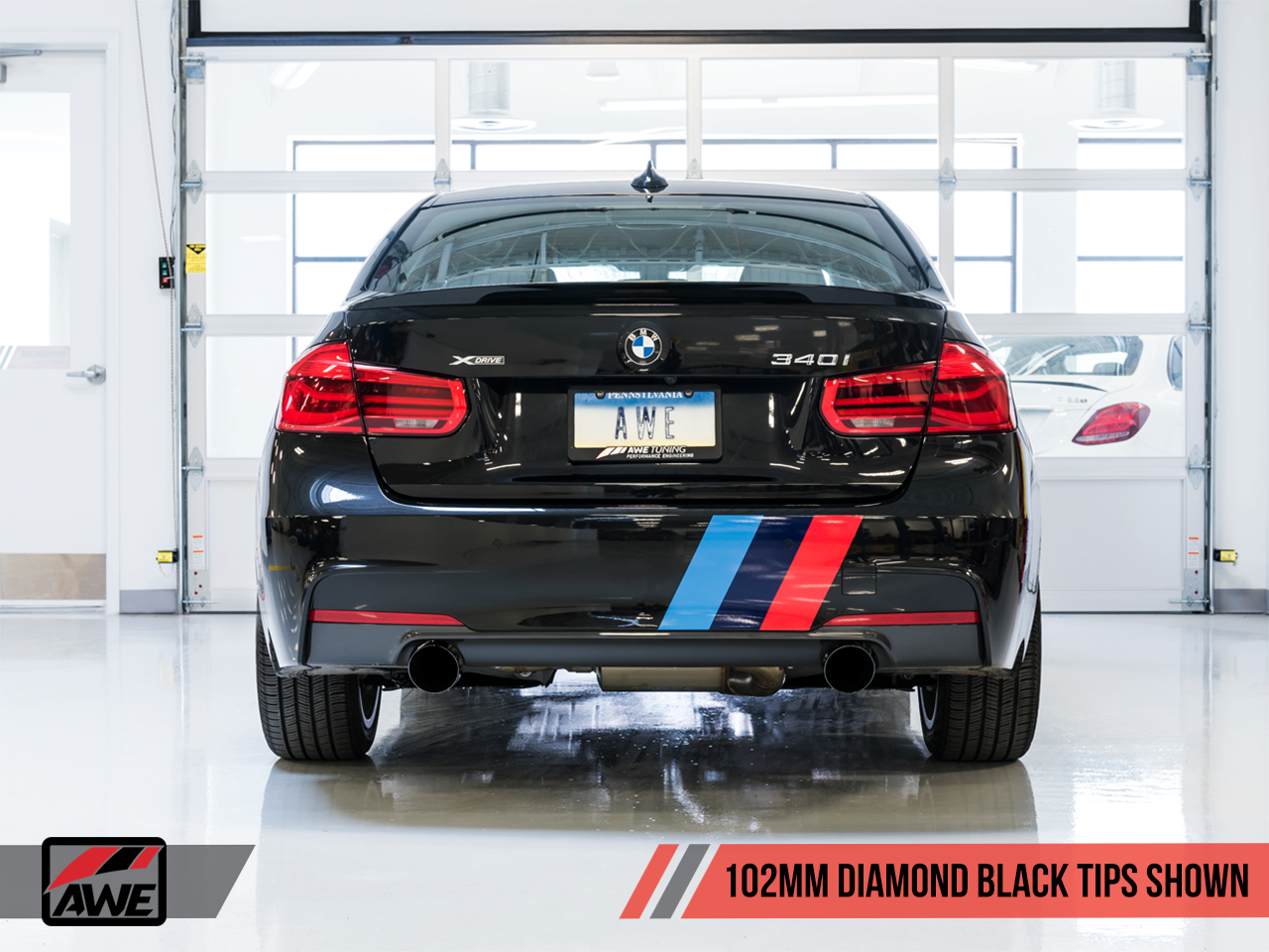 AWE Tuning Touring Edition Axle Back Exhaust for BMW F3X 340i / 440i - Diamond Black Tips (102mm)