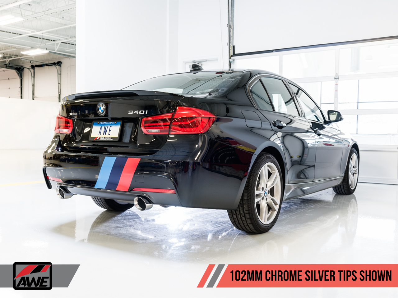 AWE Tuning Touring Edition Axle Back Exhaust for BMW F3X 340i / 440i - Chrome Silver Tips (102mm)