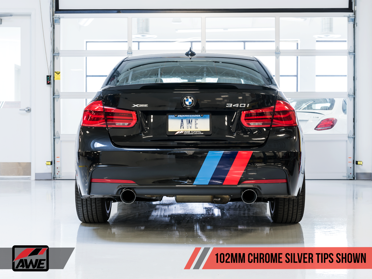 AWE Tuning Touring Edition Axle Back Exhaust for BMW F3X 340i / 440i - Chrome Silver Tips (102mm)