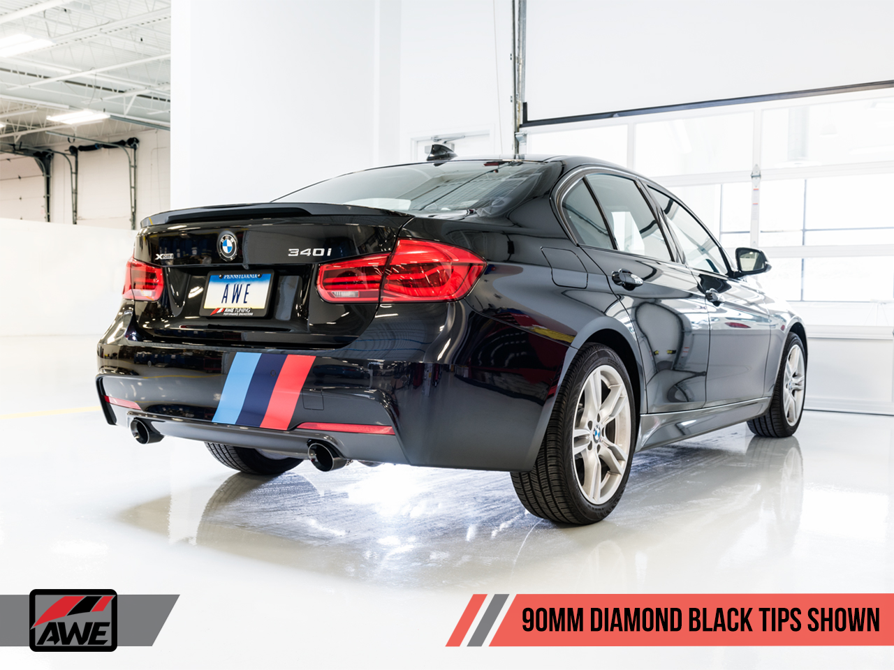 AWE Tuning Touring Edition Axle Back Exhaust for BMW F3X 340i / 440i - Diamond Black Tips (90mm)