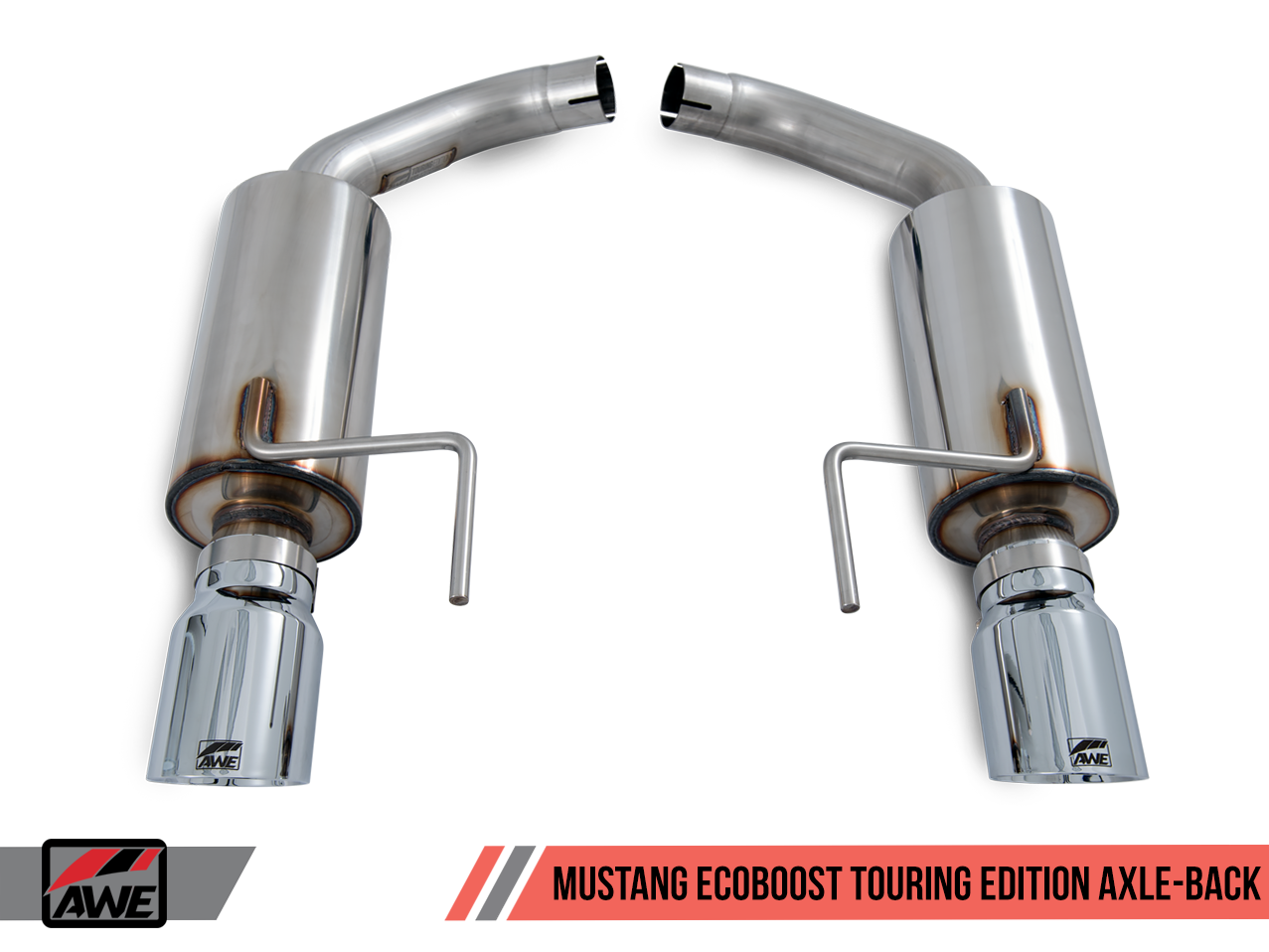 AWE Tuning Touring Edition Axle-back Exhaust for S550 Mustang EcoBoost - Chrome Silver Tips