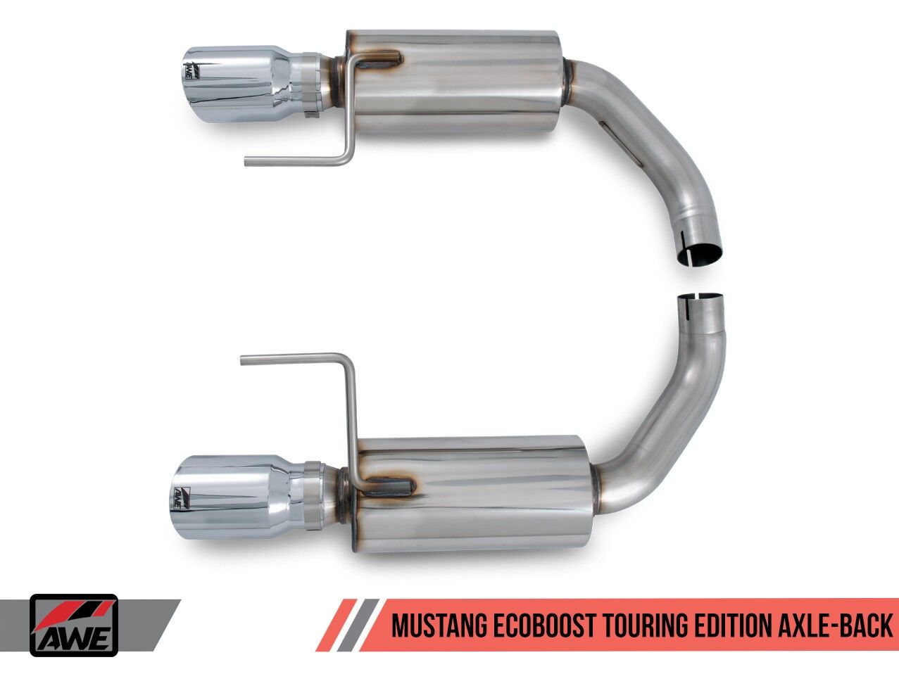 AWE Tuning Touring Edition Axle-back Exhaust for S550 Mustang EcoBoost - Chrome Silver Tips