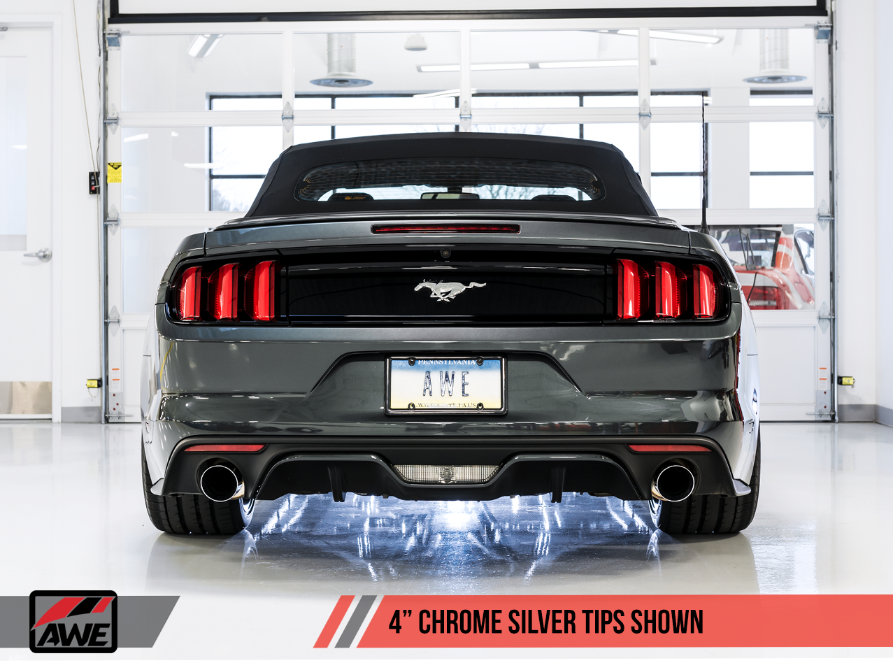 AWE Tuning Touring Edition Axle-back Exhaust for S550 Mustang EcoBoost - Chrome Silver Tips