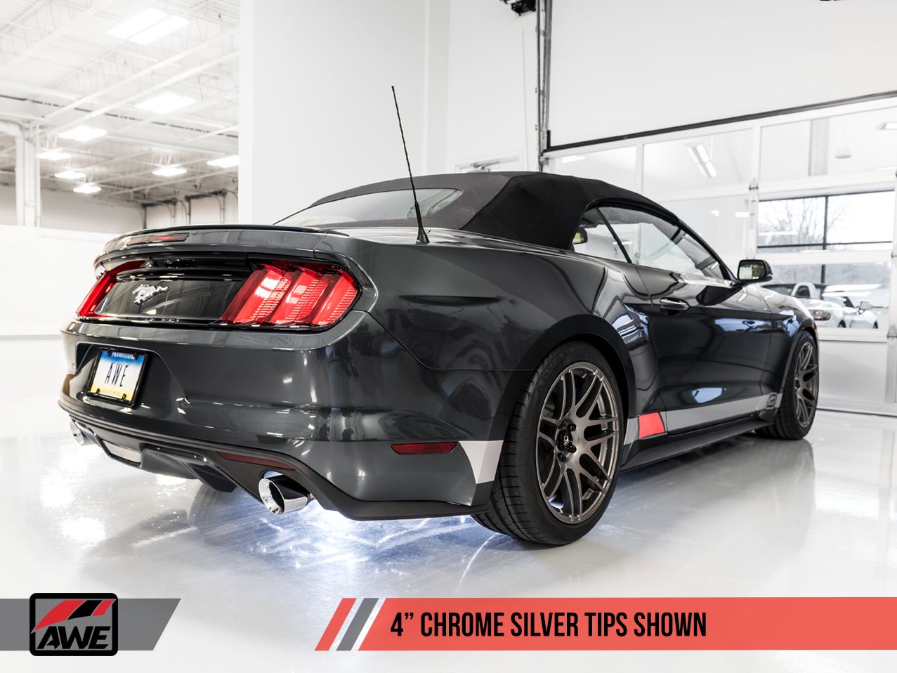 AWE Tuning Touring Edition Axle-back Exhaust for S550 Mustang EcoBoost - Chrome Silver Tips