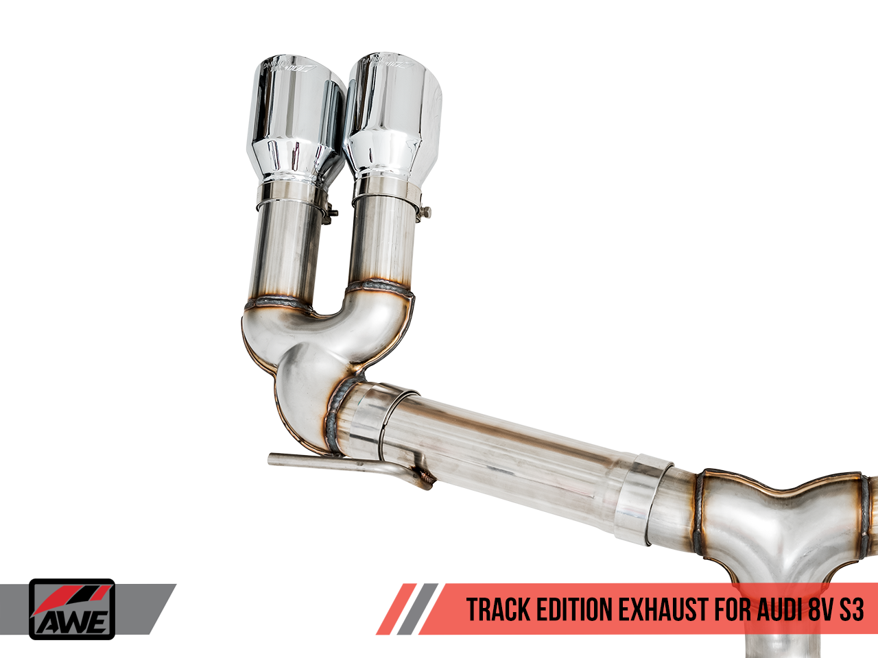 AWE Tuning Track Edition Exhaust for Audi 8V S3 - Chrome Silver Tips, 102mm